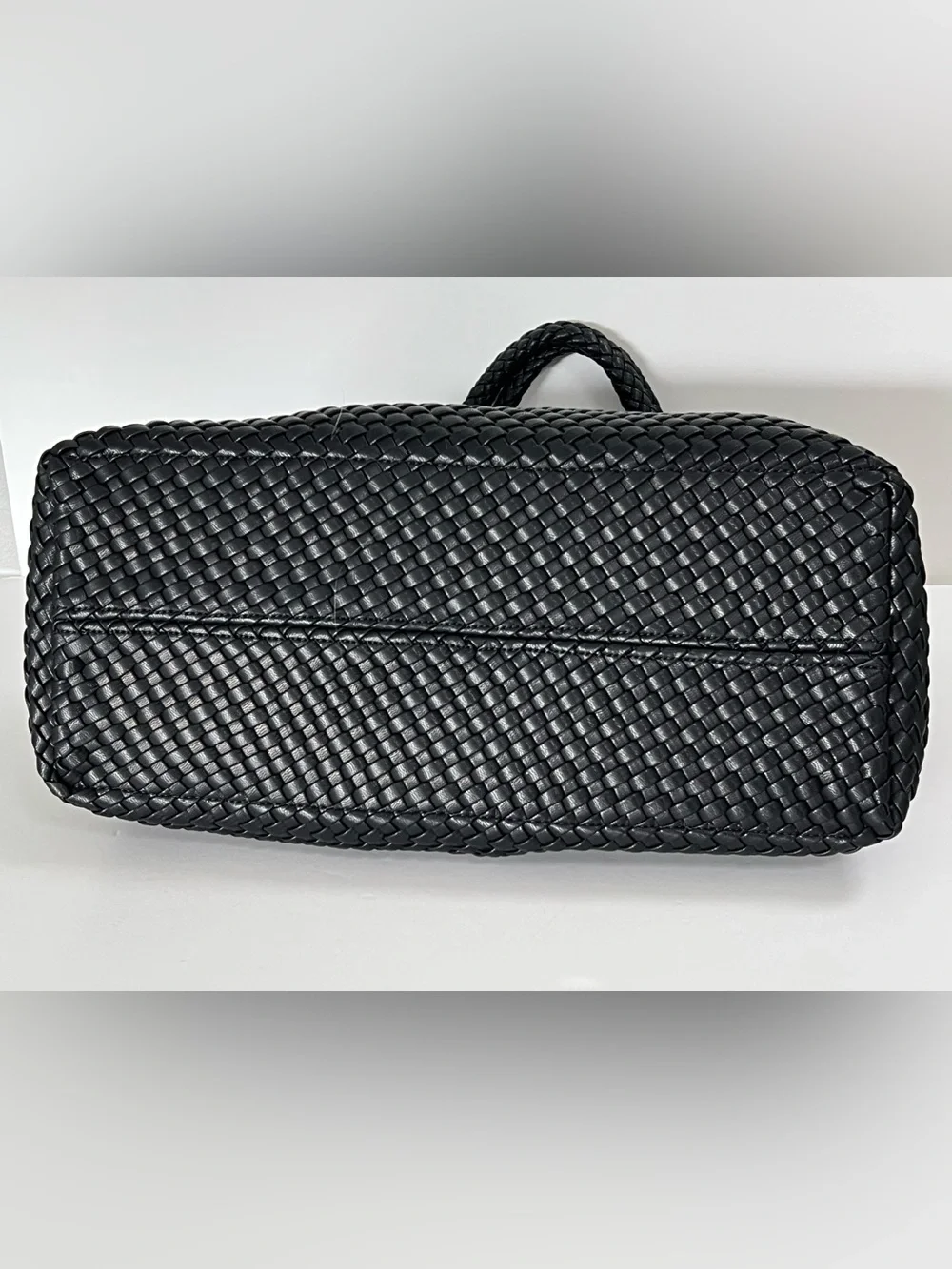 Moda Luxe Black Woven Large Tote Bag + Pouch NWT